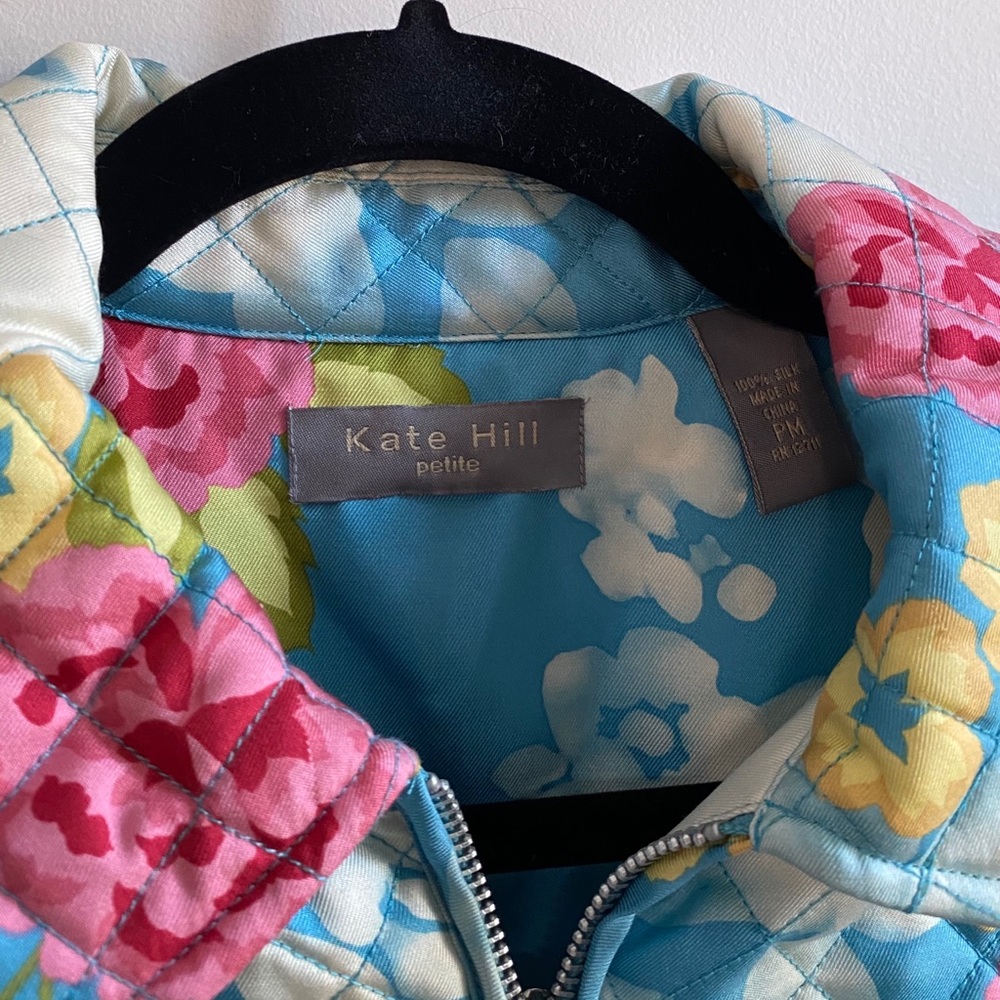 Vintage 100% silk kate hill quilted jacket s/m - Picture 4 of 4